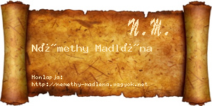 Némethy Madléna névjegykártya